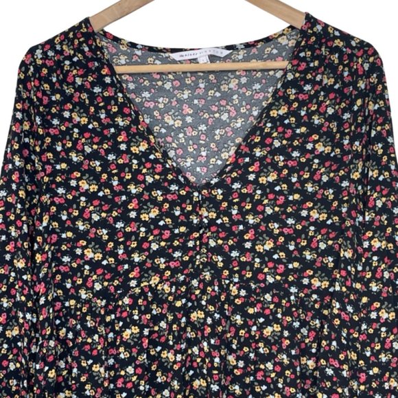 THE NINES BY HATCH | Tie Sleeve Crepe Maternity Blouse Floral Print | Size L - Picture 3 of 11